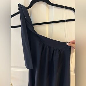 Blue Asymmetrical one shoulder Ruched Mini Dress